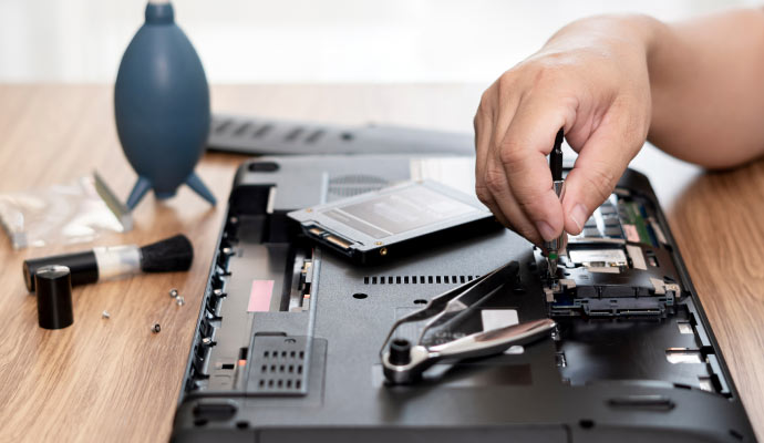an electronic device is being restored