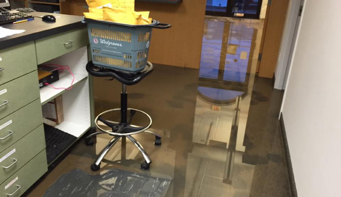 Flooded office room