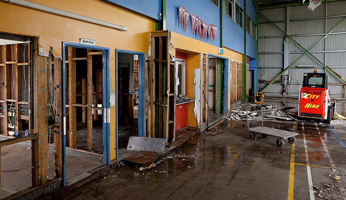 Water damage school floor