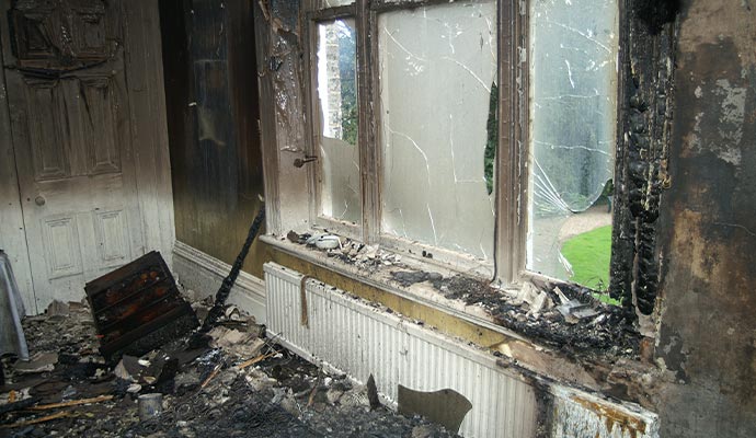 Fire damage in apartments