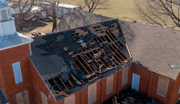 Fire burnt building