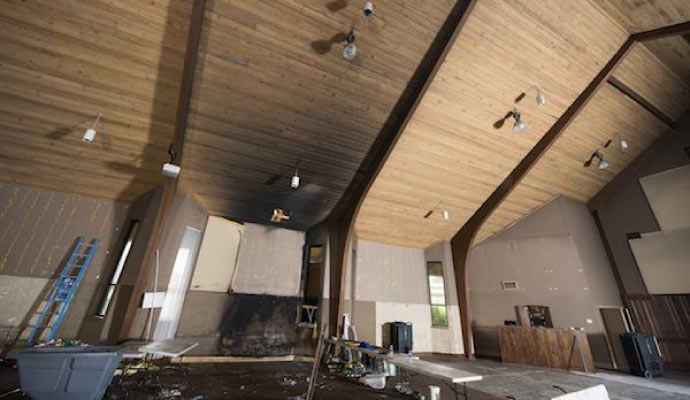 Interior with fire and smoke damage